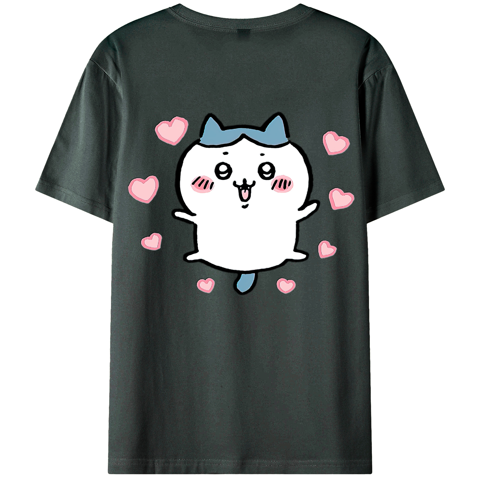 （画像用） ちいかわ ハチワレ Chii-kawa hachiware 綿100％ メンズ半袖Tシャツ（バックプリント） 通気性